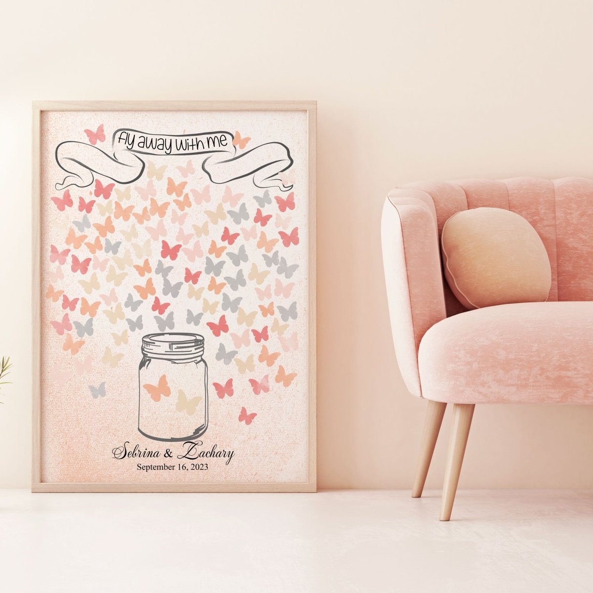 Alternative wedding guest book butterflies "Fly away with me" - Lovalù