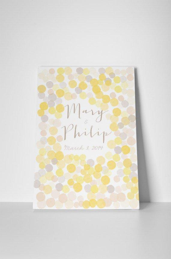 Alternative wedding guest book "Confetti" yellow and grey - Lovalù