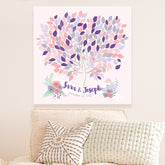 Custom Alternative wedding guest book tree with banner pink and purple - Lovalù