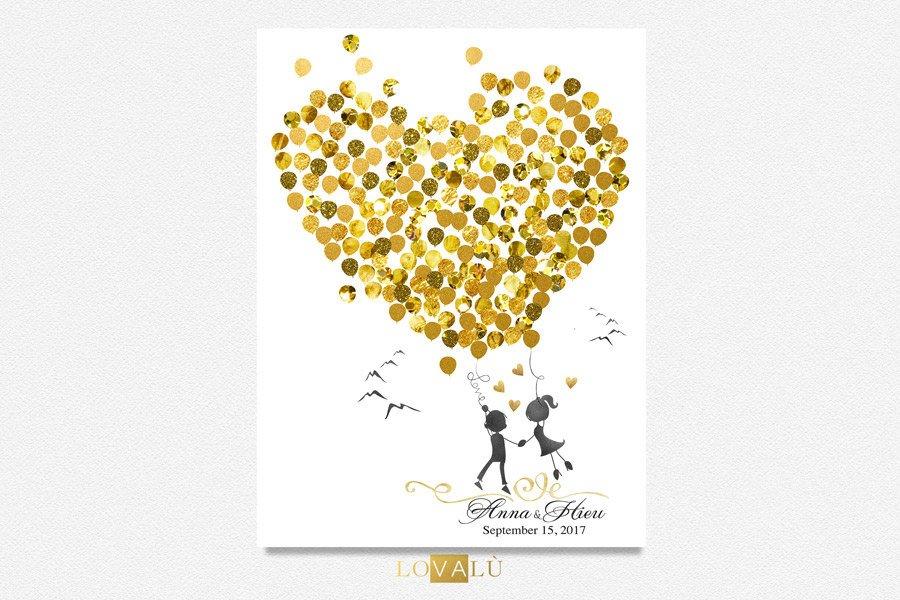 Gold Balloons Alternative Wedding Guest Book - Lovalù