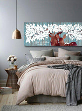 Guest book alternative with deers in blue and white. Available print on canvas or paper. - Lovalù