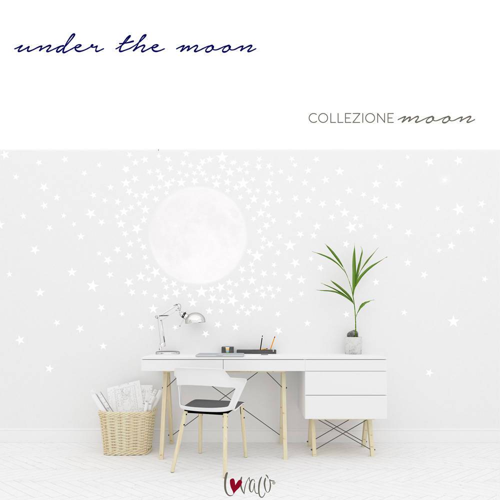 Moon with 300 Stars Wall Decal Peel & Stick - Lovalù