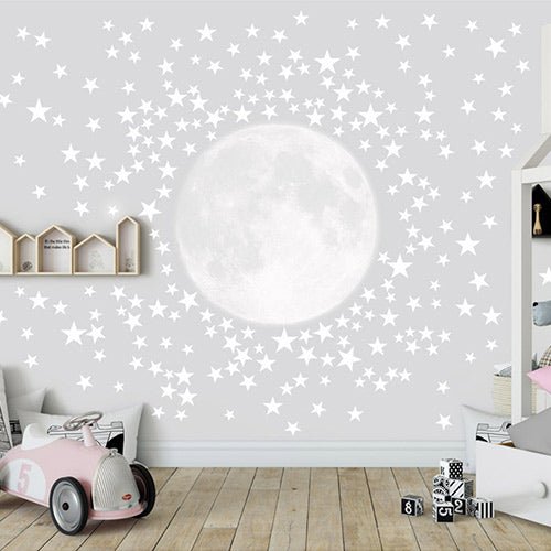 Moon with 300 Stars Wall Decal Peel & Stick - Lovalù