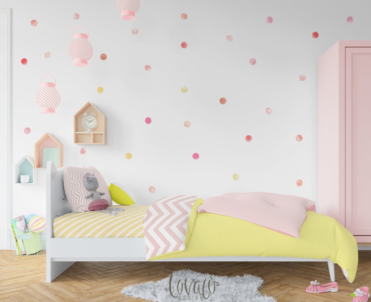 Pink Watercolor Dots Wall Stickers - Lovalù