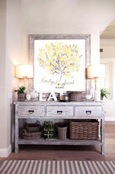 Poster Guest Book Tree Wedding Guestbook Alternative sun yellow 200 Leaves on background white Choose your colours and number leaves - Lovalù