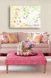 Romantic Wedding Guestbook with butterflies Print canvas 100 signatures Choose your color and number butterflies - Lovalù
