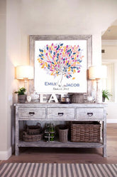 Rustic Guest Book Tree Wedding Guestbook Alternative orange violet blue Wishes Tree guestbook Bridal shower Unique guestbook - Lovalù