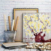 Rustic wedding guest book alternative in yellow & grey - Wedding Tree Deer guestbook - wood rustic wedding guest book - Wedding in the Woods - Lovalù