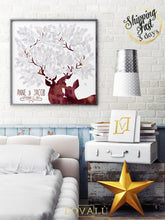 Rustic Wedding guest book, wedding gift ideas, guest book sign, guest sign in, wedding tree, canvas guest book wedding, antlers home decor - Lovalù