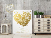 Unique wedding guestbooks, gold balloons guest book, heart guest book ideas, customized names couple - Lovalù