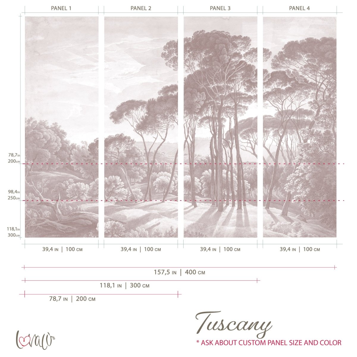 Vintage Tuscany landscape - Mural - Lovalù