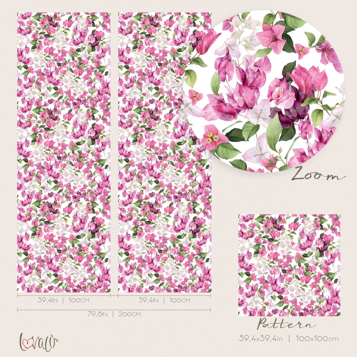 Wallpaper - Botanical bougainvillea PANAREA - Lovalù