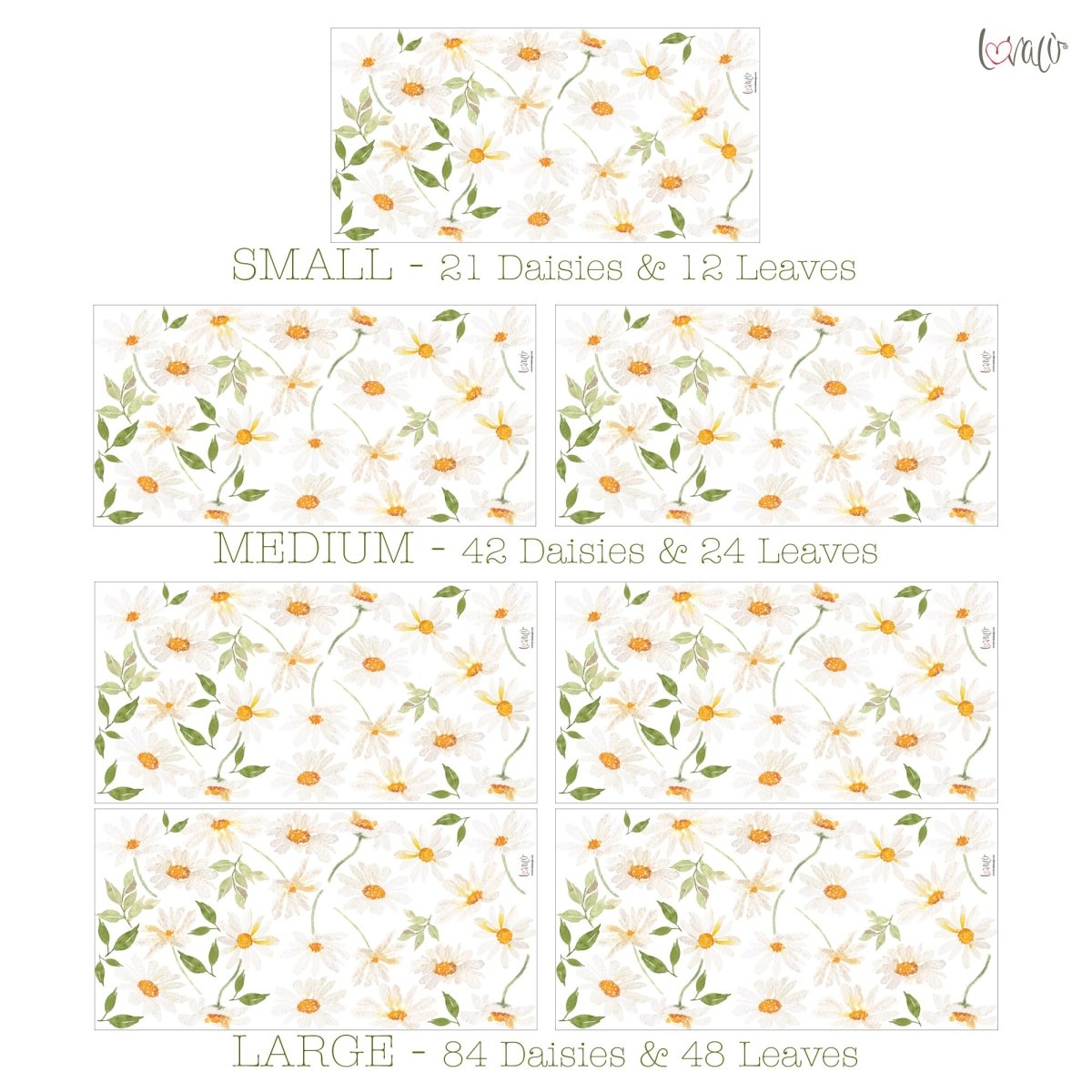 Watercolor Daisy Wall Decals - Lovalù