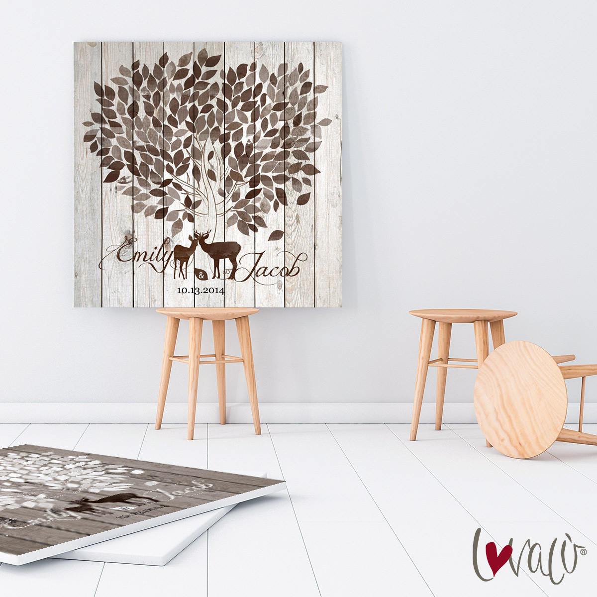 Wedding Alternative Guest Book Tree, winter theme with deer - Lovalù