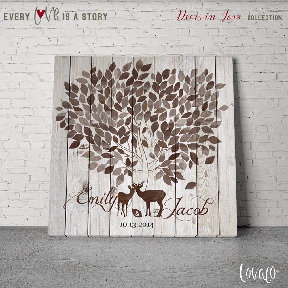 Wedding Alternative Guest Book Tree, winter theme with deer - Lovalù