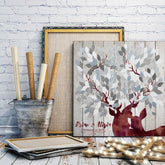 wedding guest book alternative canvas white gray, Wedding Tree Deer guest book, wood rustic wedding guest book, Wedding in the Woods - Lovalù