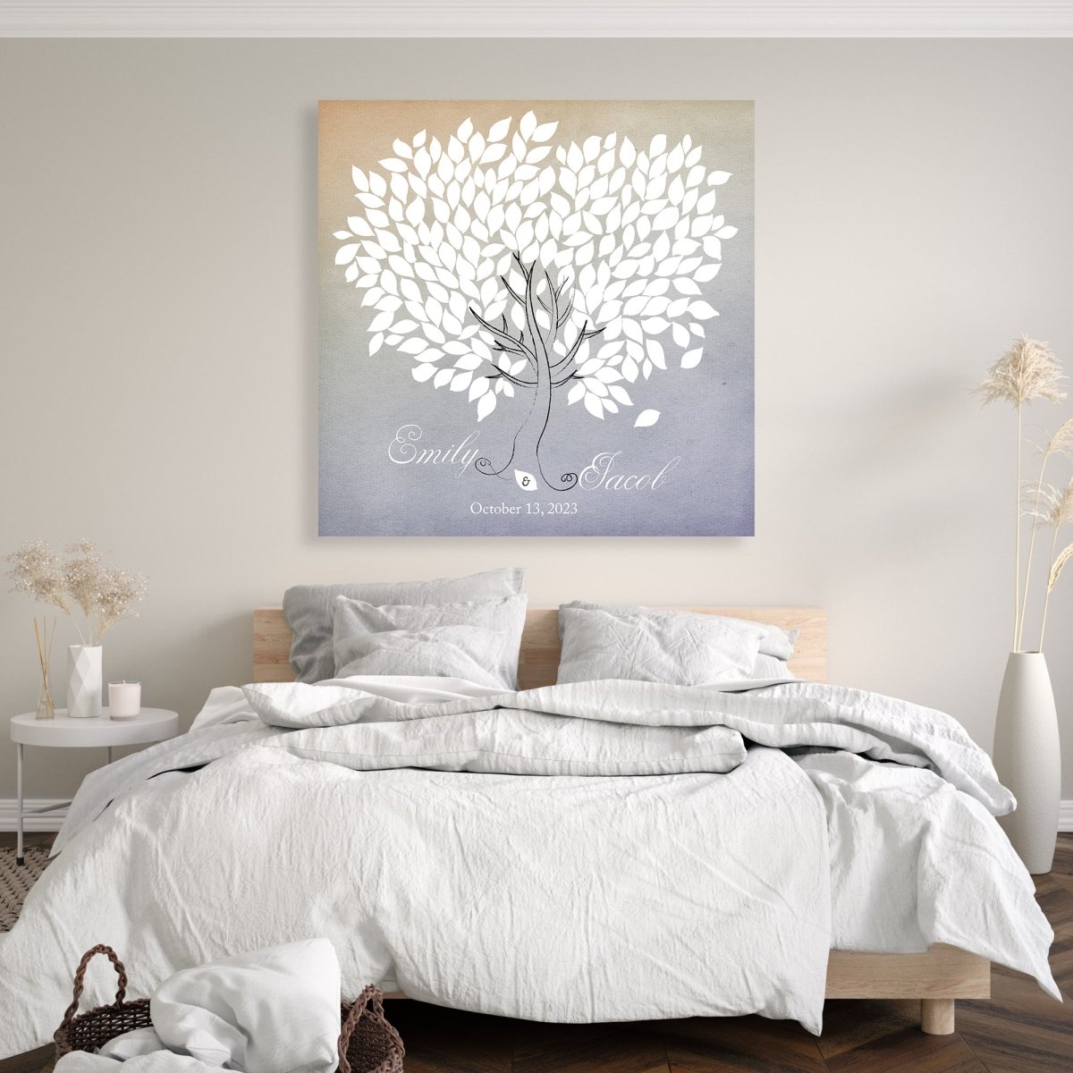 Wedding guestbook alternative tree degrade orange and grey - Lovalù