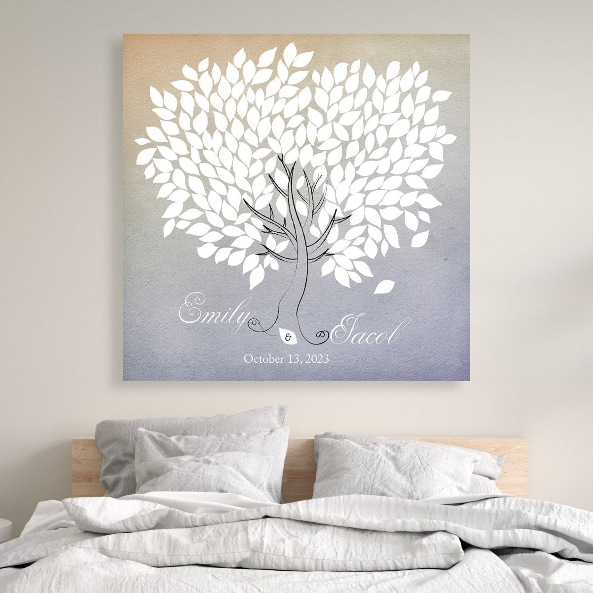 Wedding guestbook alternative tree degrade orange and grey - Lovalù