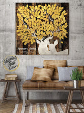 Winter Rustic guest book with deers white gold. Print on canvas or paper. Personalised colors and leaves number. - Lovalù