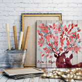 Woodland Custom Deer Wedding Guest Book red & grey, Wedding Tree, Deer guestbook, wood wedding guest book, wedding gift for bride - Lovalù