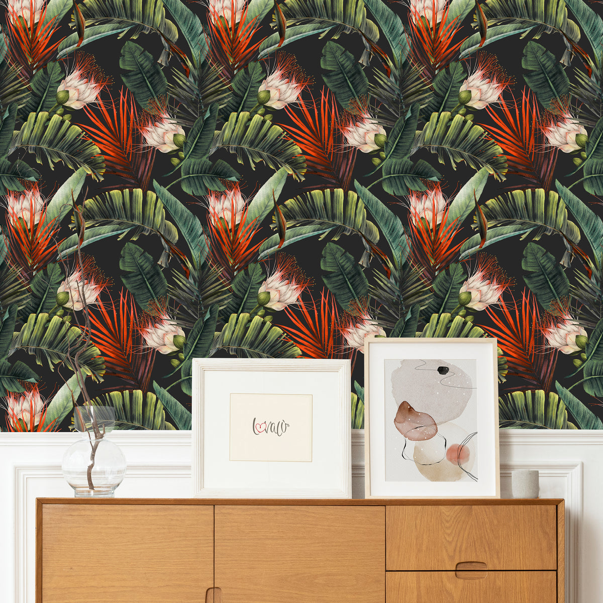 Carta da parati - Foglie tropicali rosse