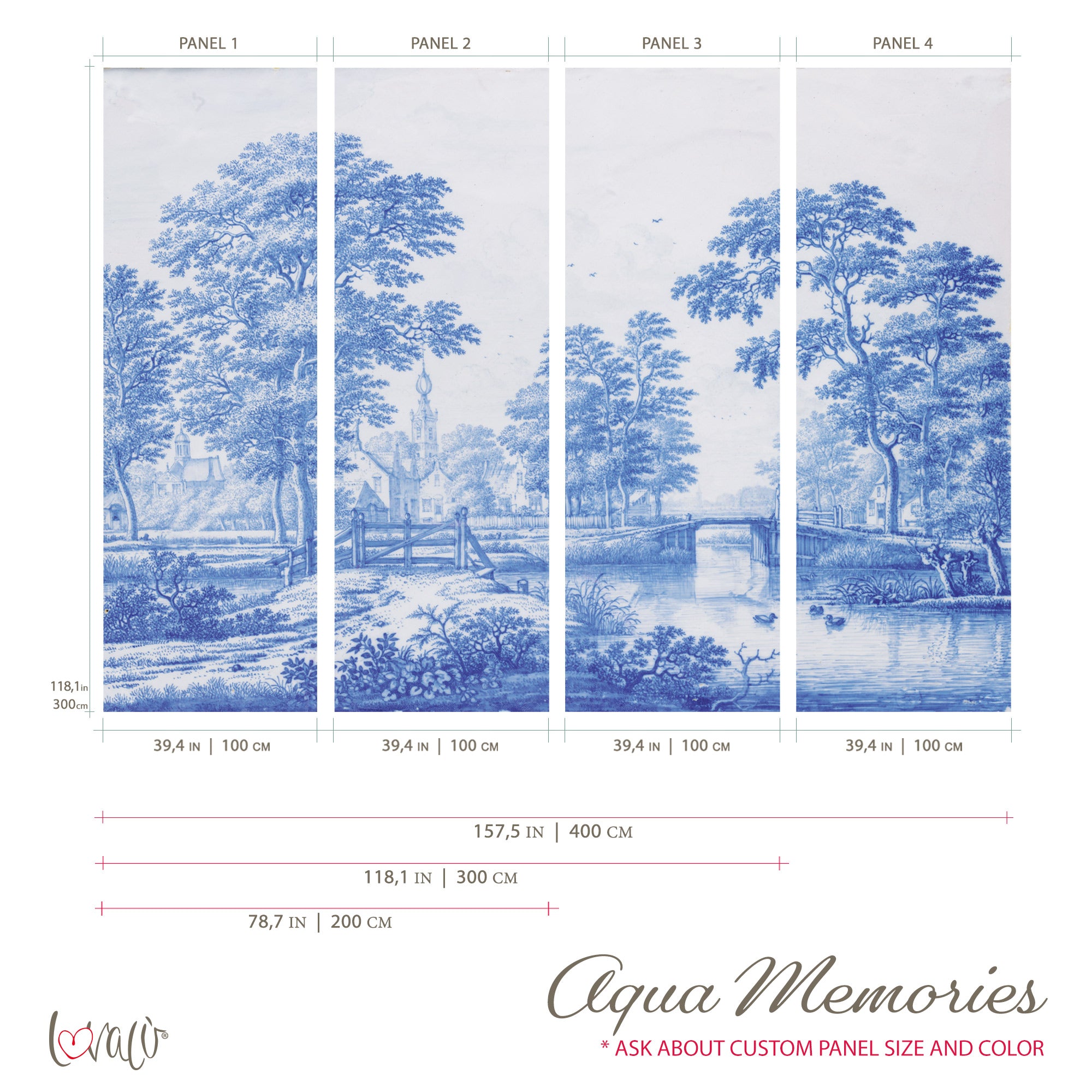 Vintage Wall Mural - Aqua Memories