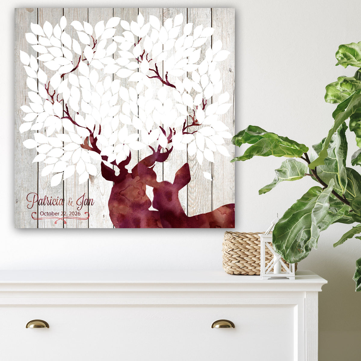 Alternative Guestbook "Deer" White Personalized 