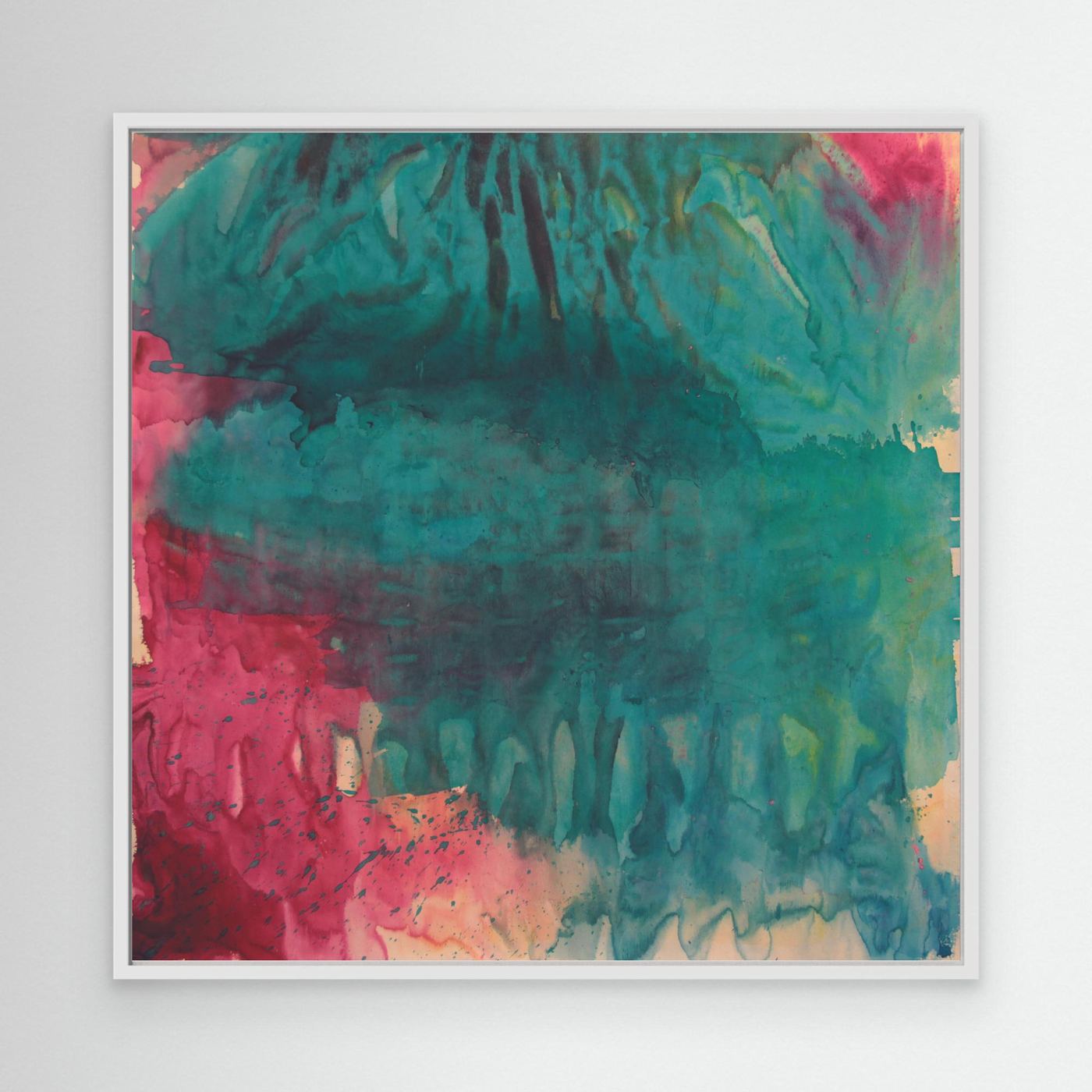 Green and Pink Abstract Art Print, Modern Colorful Oversize Painting