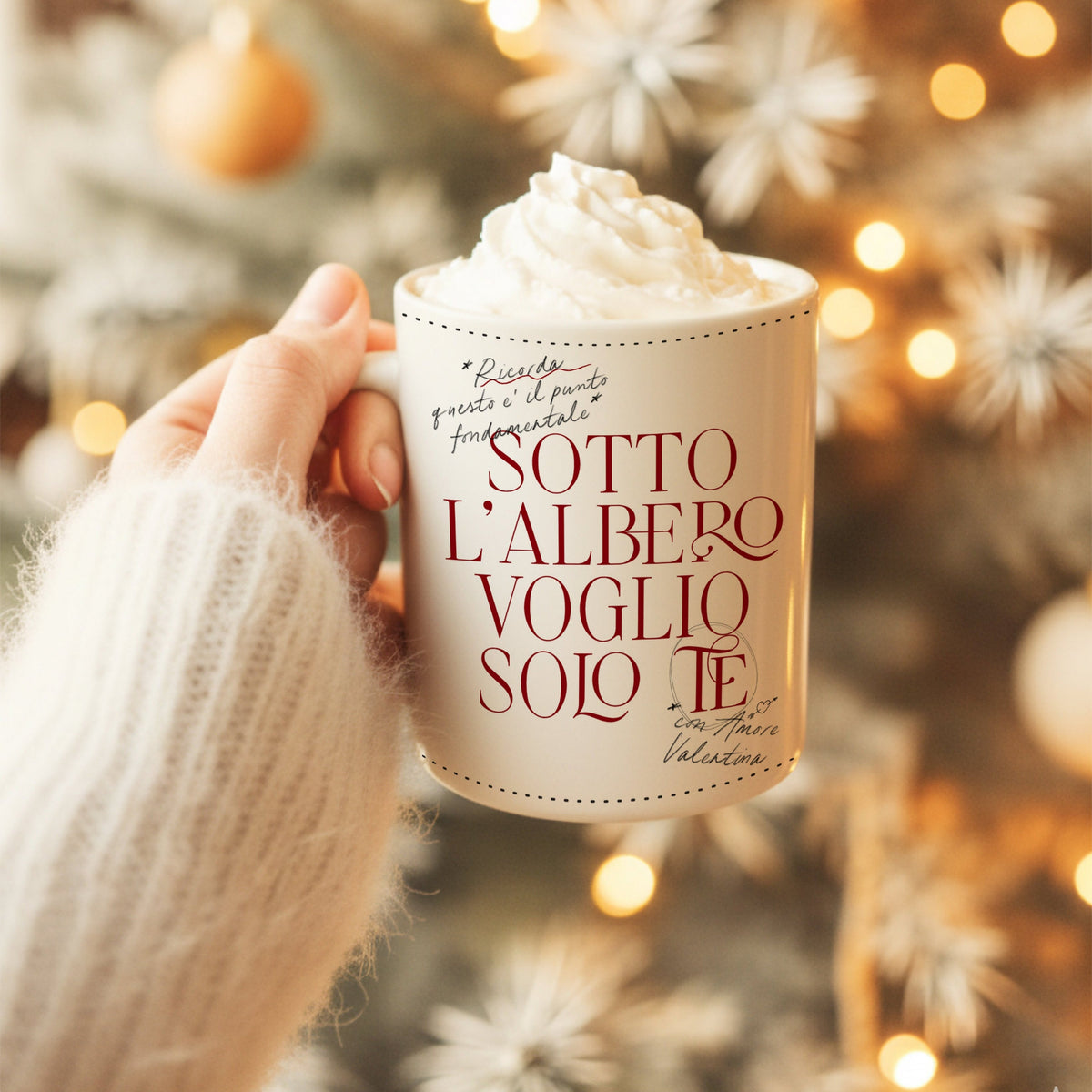Tazza per Natale  "Sotto l'albero voglio solo te", personalizzabile