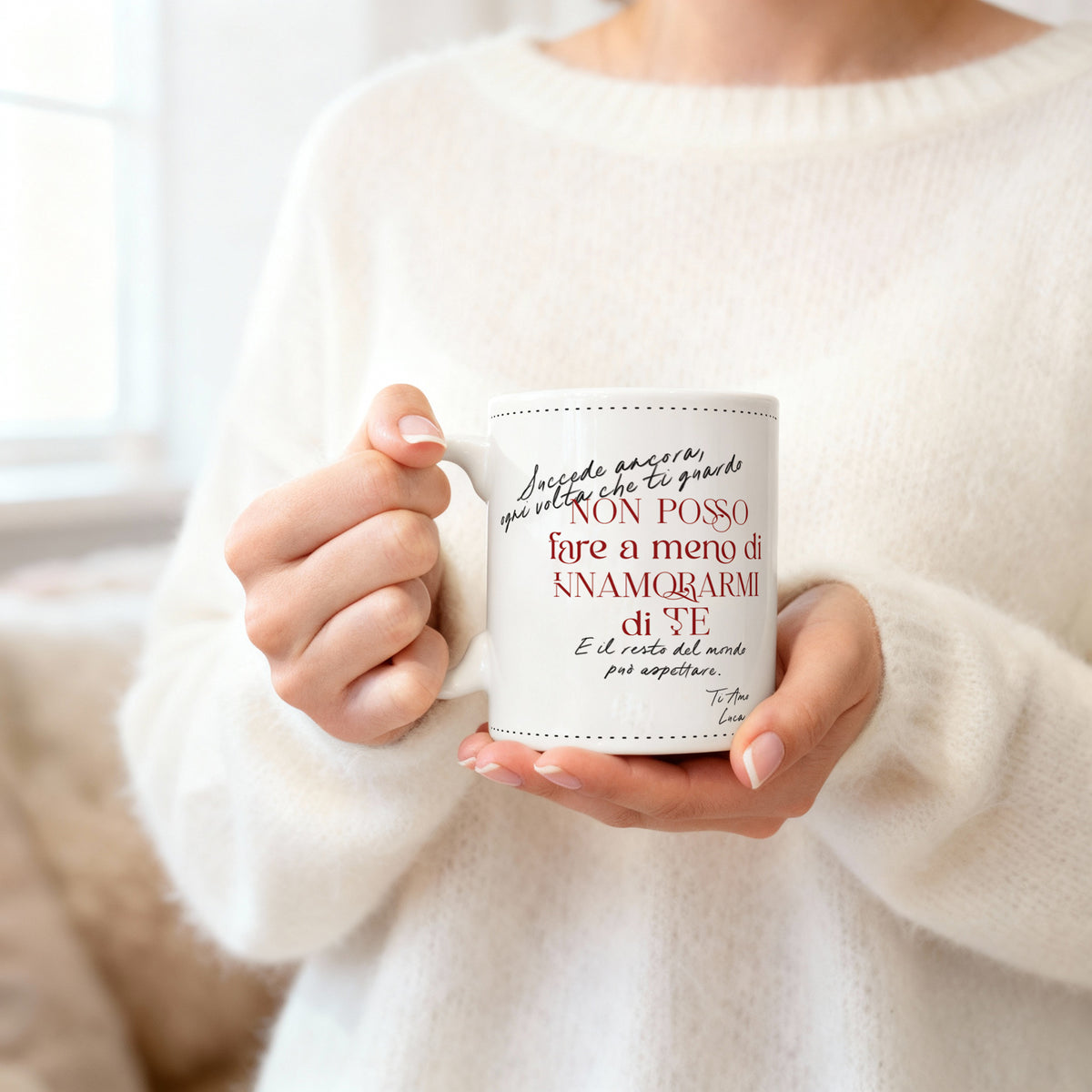 Tazza romantica “Non posso fare a meno di innamorarmi di te"