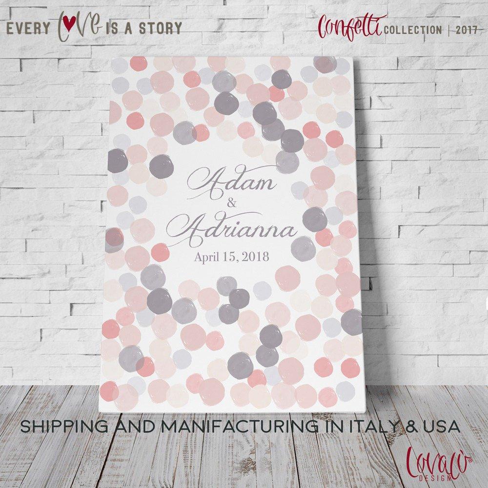 Alternative guest book canvas "Confetti" Pale Pink, Grey - Lovalù