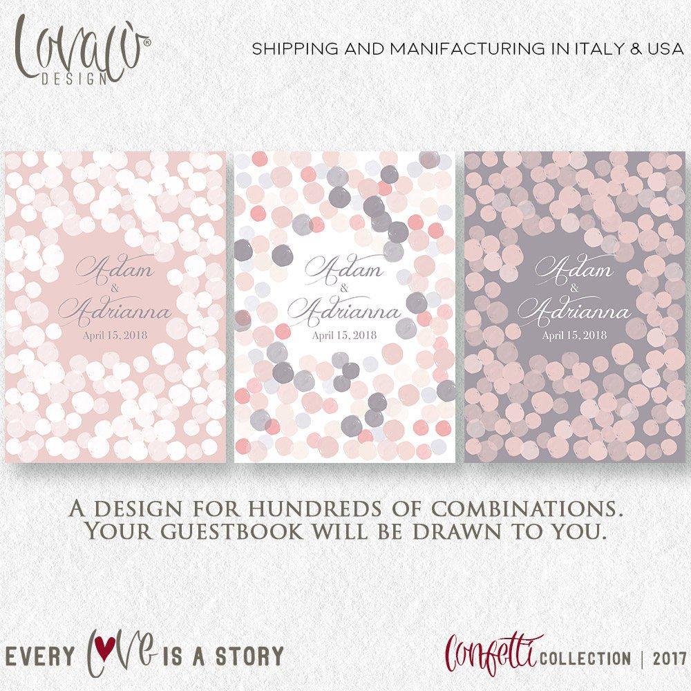 Alternative guest book canvas "Confetti" Pale Pink, Grey - Lovalù