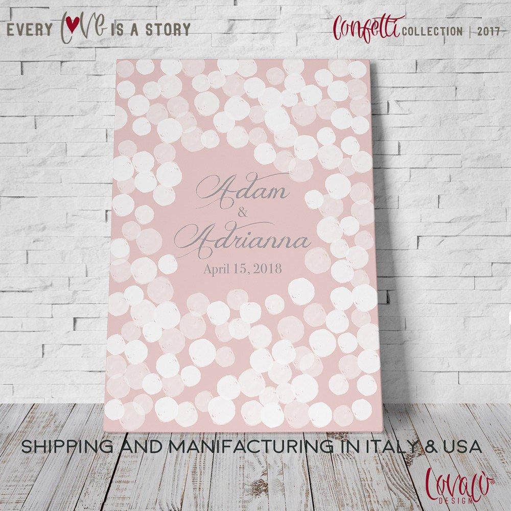 Alternative guest book canvas "Confetti" Pale Pink, Grey - Lovalù