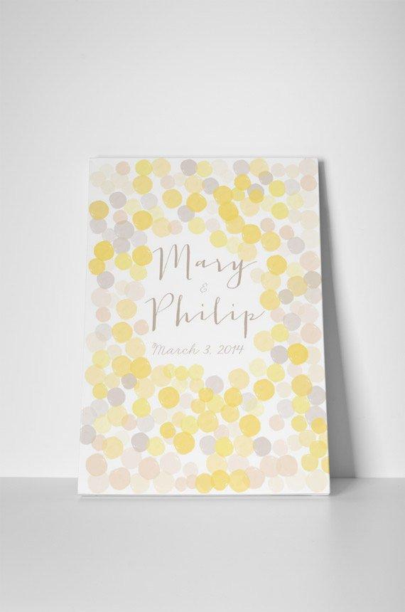 Alternative wedding guest book "Confetti" yellow and grey - Lovalù