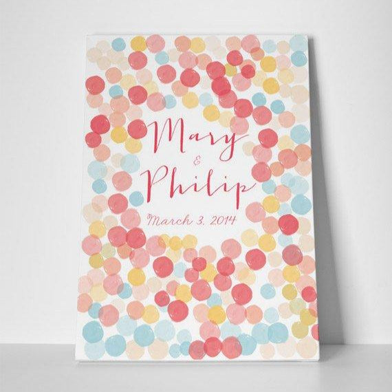 Alternative Wedding Guest Book "Confetti" yellow, orange, light blue - Lovalù