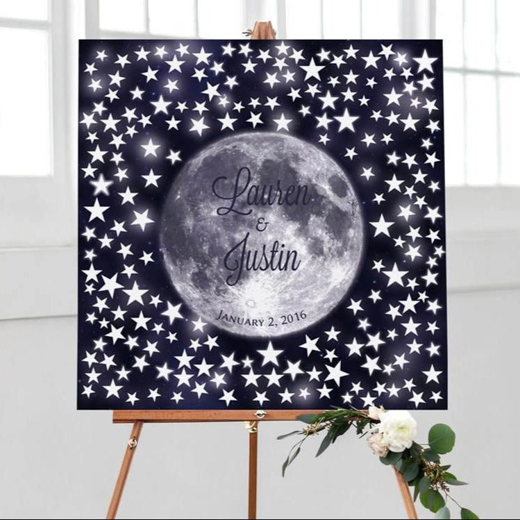 Alternative wedding guest book under the moon and stars - Lovalù