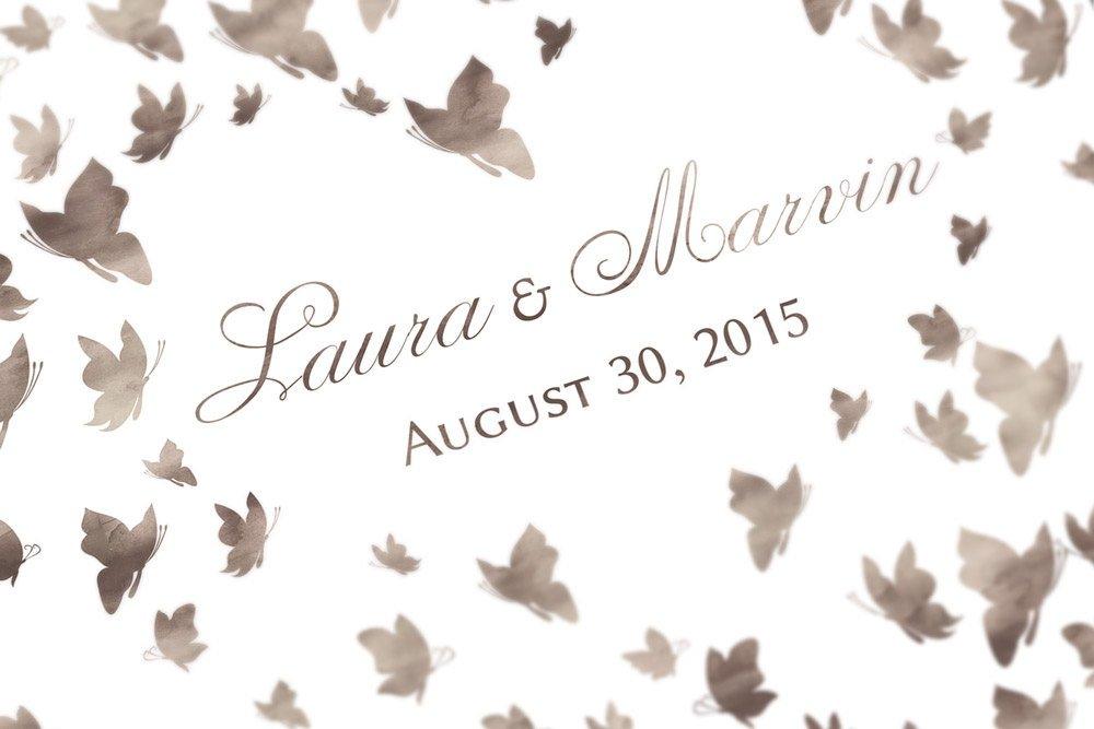 Butterflies wedding Guestbook - watercolor guest book wedding - 200 signatures - coffee - Lovalù