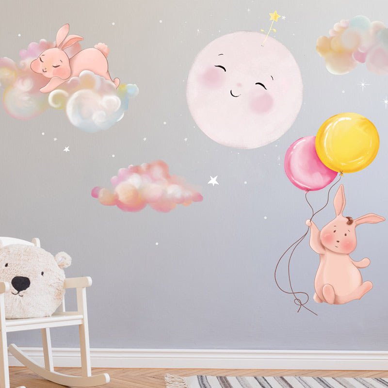 Full Moon with bunnies Wall Sticker for baby nursery and children's rooms - Lovalù