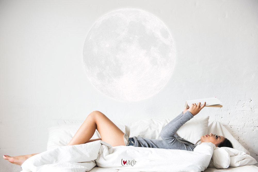 Large Full Moon Wall Decal for Nursery Rooms - Self Adhesive Peel & Stick - Lovalù