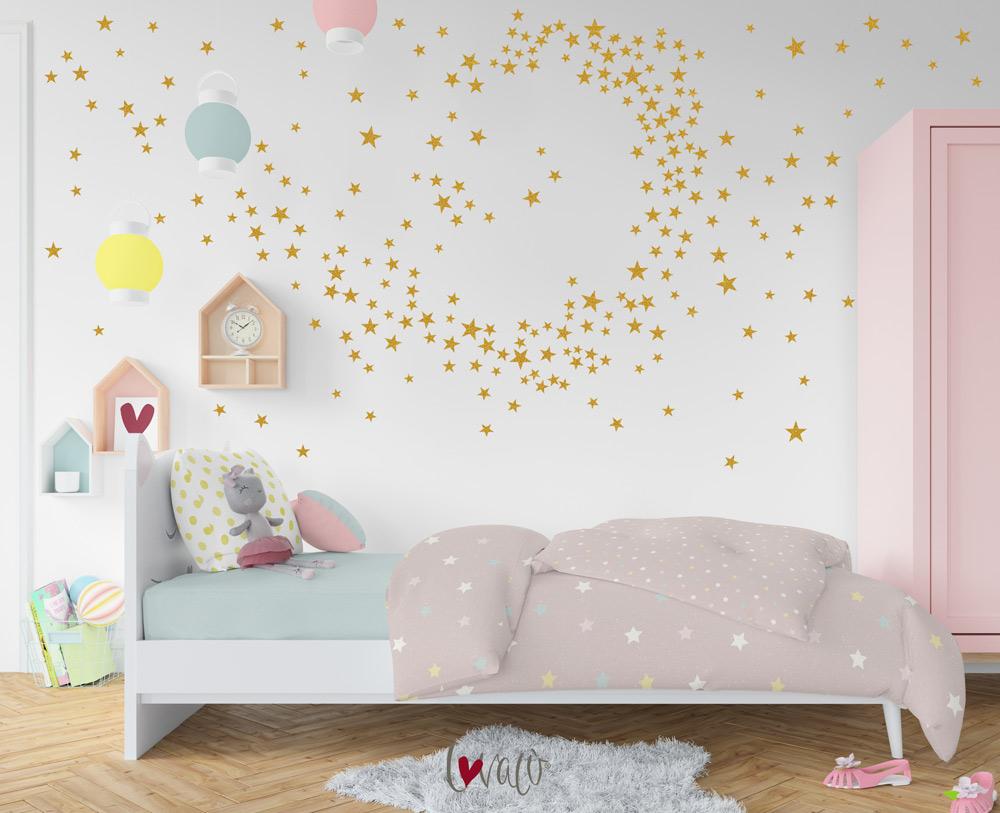 Little Stars Wall Decal for Nursery Children's Rooms, Bedroom Wallpaper Peel & Stick - Lovalù