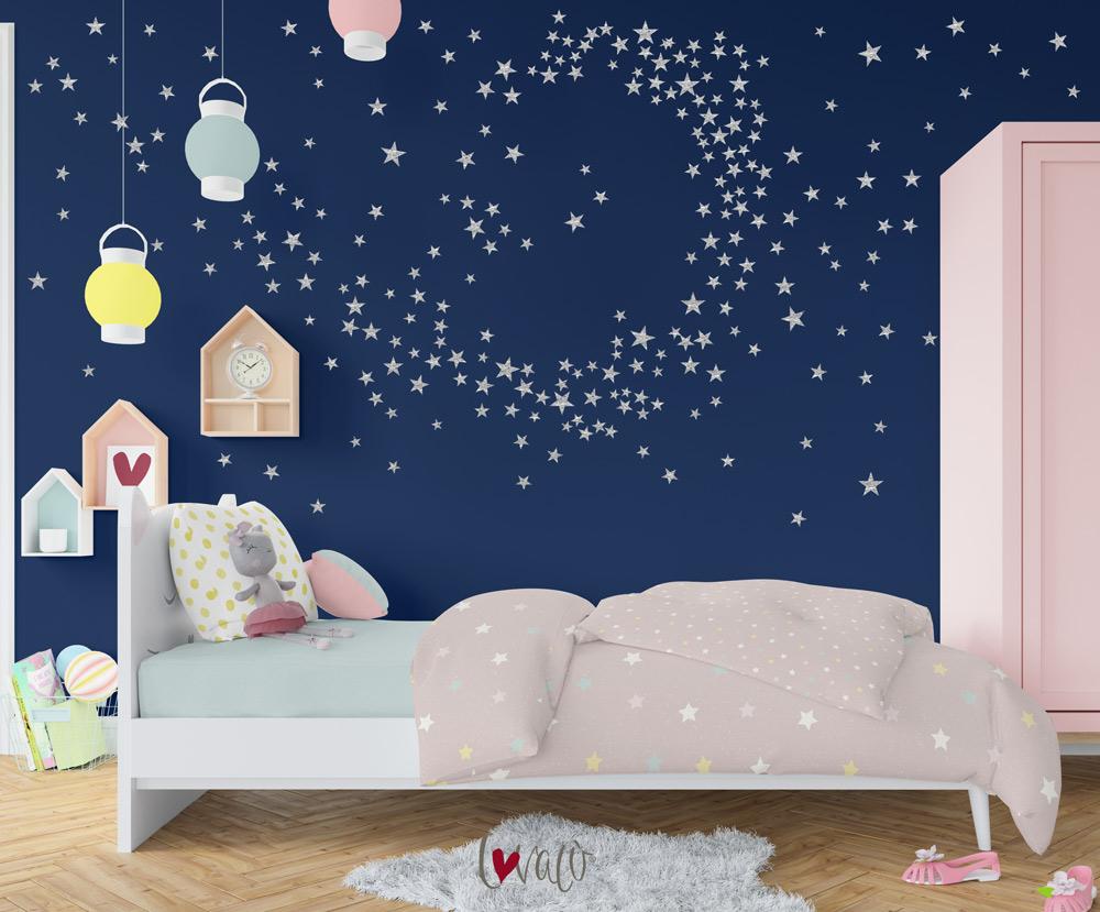 Little Stars Wall Decal for Nursery Children's Rooms, Bedroom Wallpaper Peel & Stick - Lovalù
