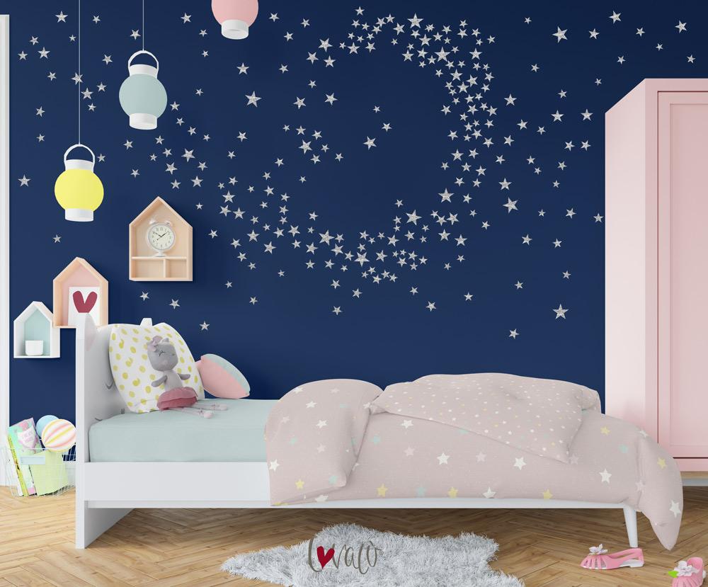 Little Stars Wall Decal for Nursery Children's Rooms, Bedroom Wallpaper Peel & Stick - Lovalù