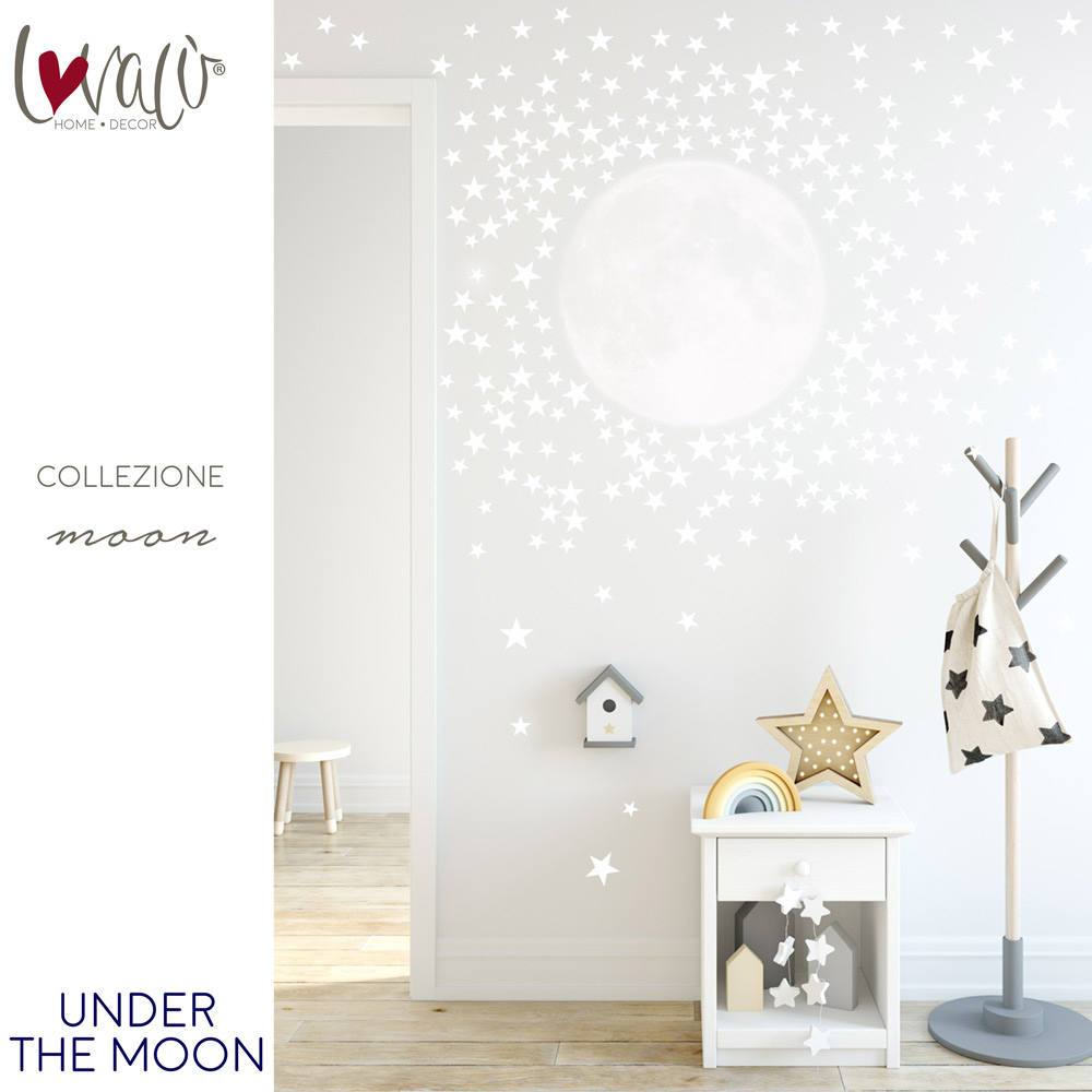 Moon with 300 Stars Wall Decal Peel & Stick - Lovalù