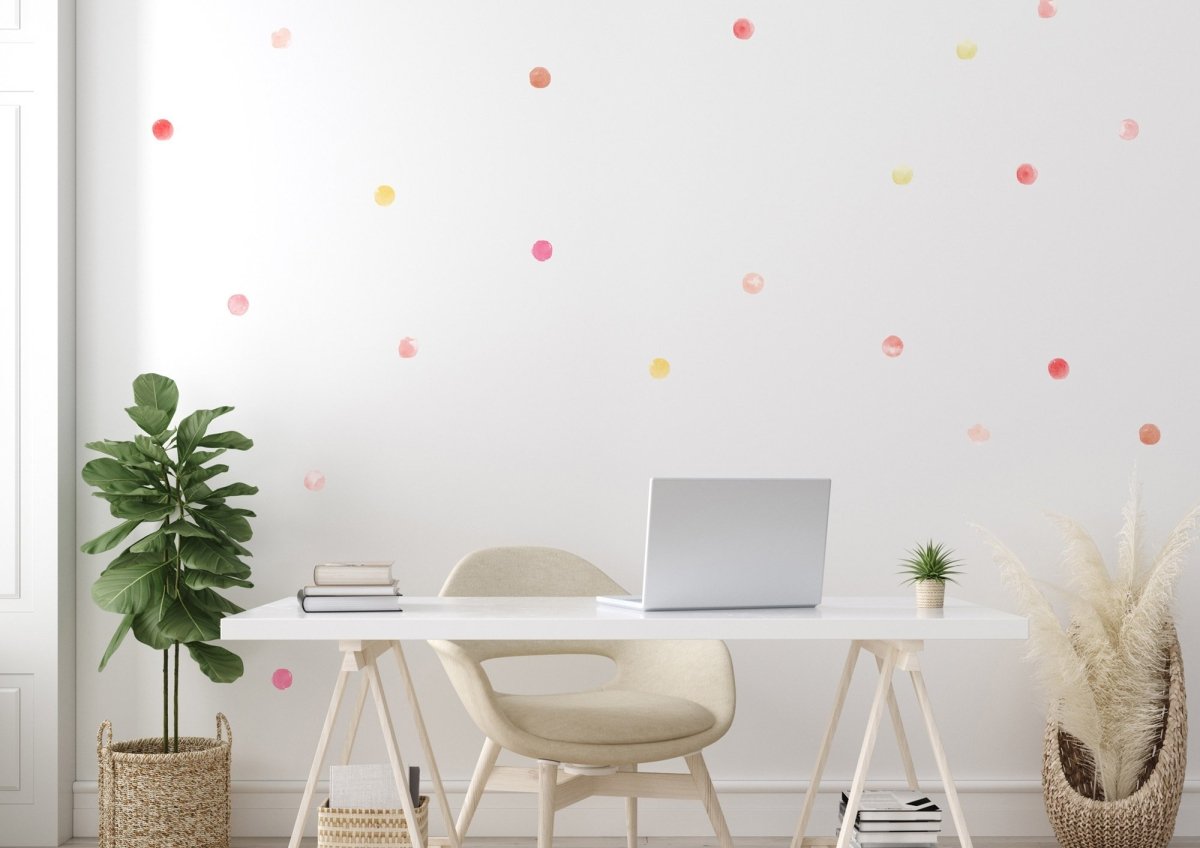Pink Watercolor Dots Wall Stickers - Lovalù