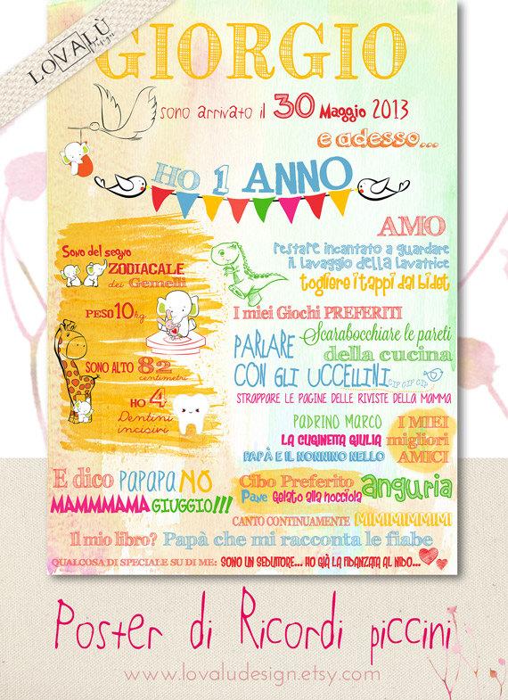Poster First Birthday "little memories"_ Watercolor - Lovalù