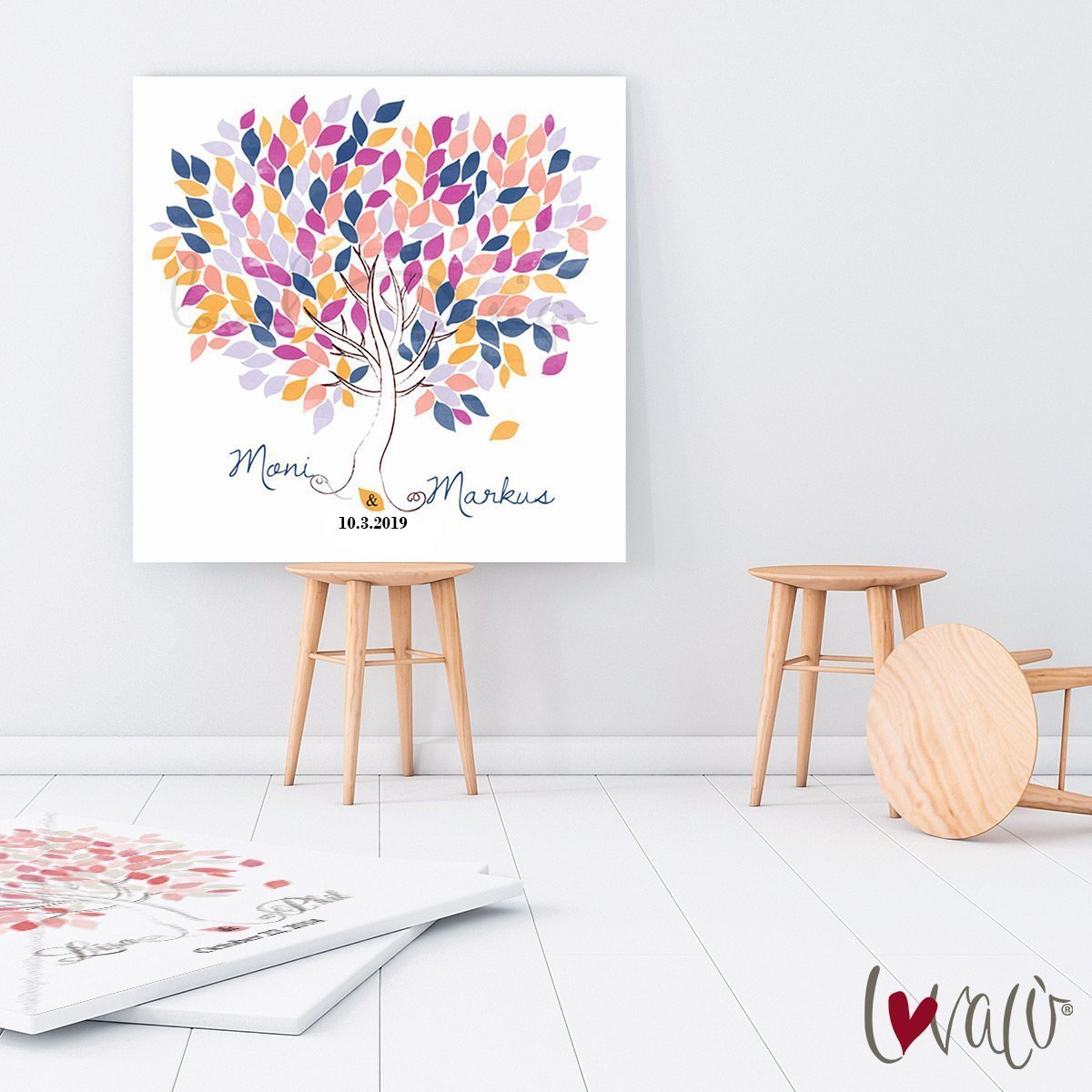 Rustic Guest Book Tree Wedding Guestbook Alternative orange violet blue Wishes Tree guestbook Bridal shower Unique guestbook - Lovalù