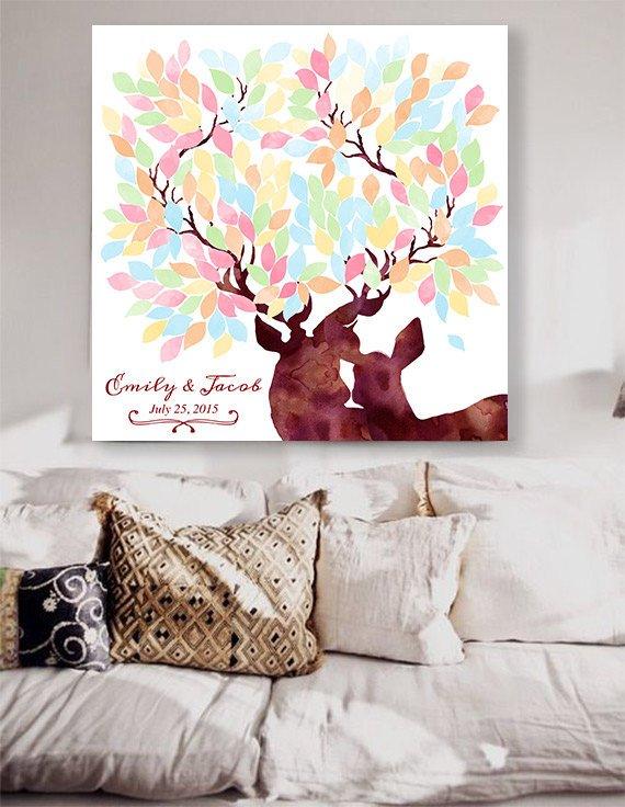 Rustic Wedding guest book with deers Custom Wedding Guestbook Alternative Country Wedding Print Guest Book spring wedding - Lovalù