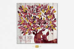 Rustic Wedding guest book with deers in Marsala & Gold. Fall wedding theme. 50 - 300 signatures - Alternative GuestBook tree wishes - Lovalù