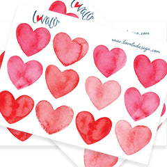 Watercolor Hearts Wall Sticker - Lovalù
