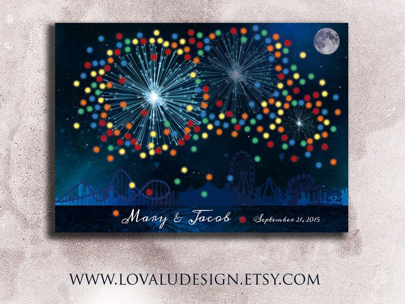 Wedding alternative guestbook fireworks. Wedding star guest book. Wedding luna park. Fireworks guest book. Star on the circus park. - Lovalù